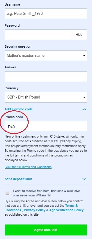 William Hill Promo Code